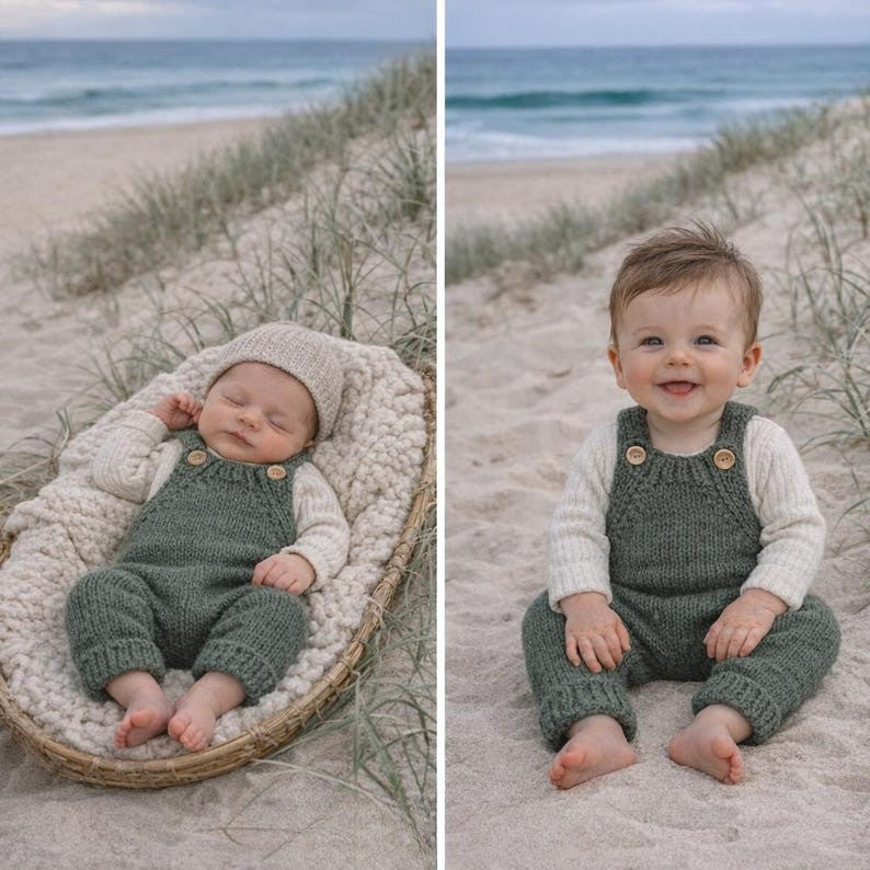 Rustic Baby Overalls Knitting Pattern