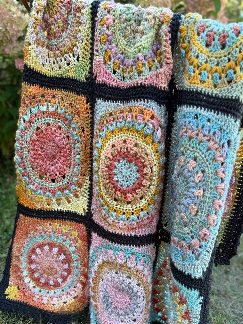 Floral Squares Blanket Crochet Pattern