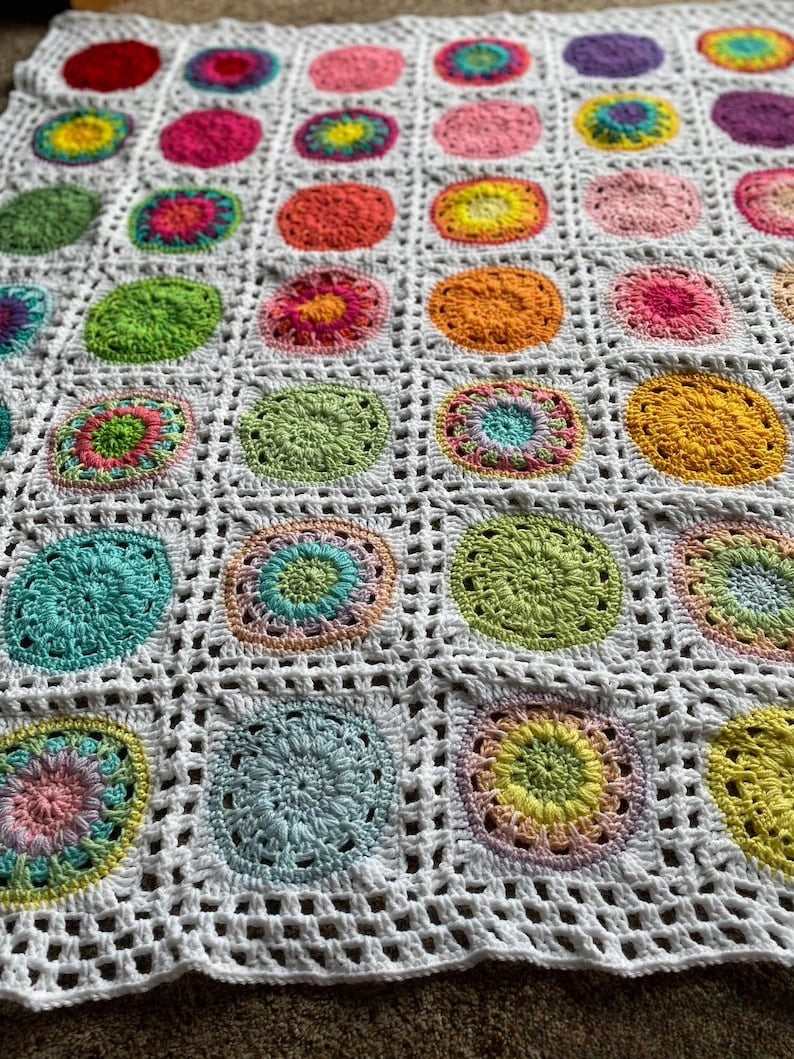 Colorful Square Blanket Crochet Pattern