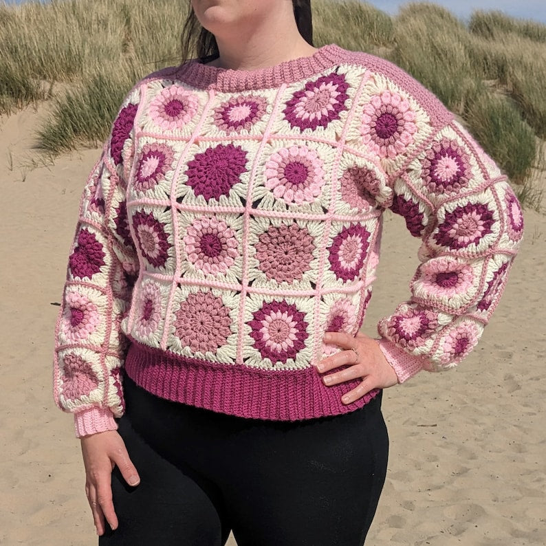 Patchwork Bloom Sweater Crochet Pattern