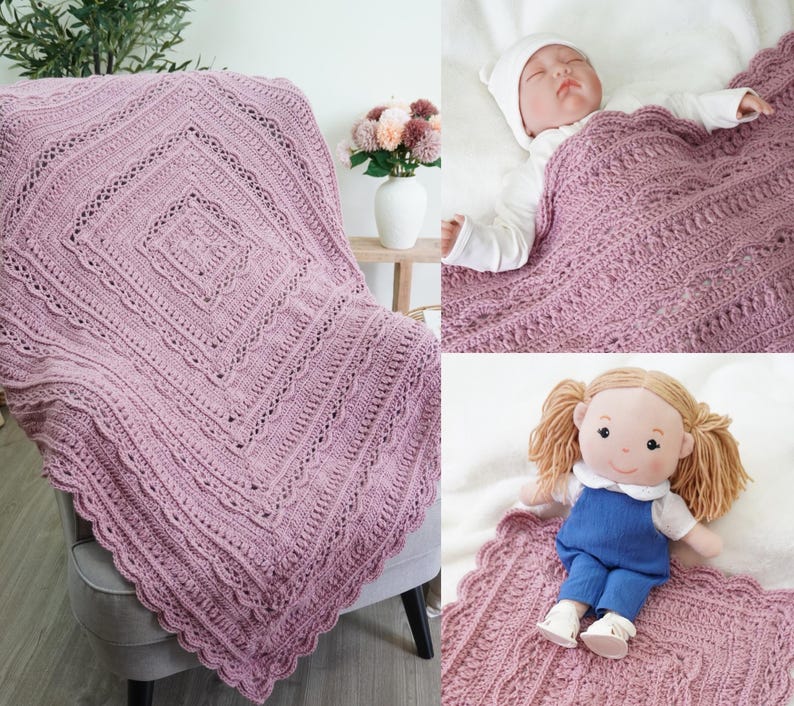 Rose Square Blanket Crochet Pattern
