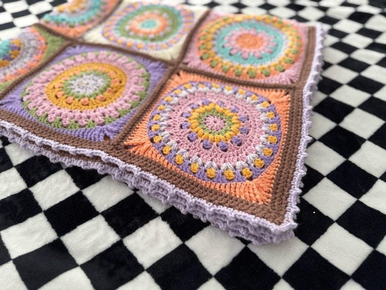 Floral Squares Blanket Crochet Pattern