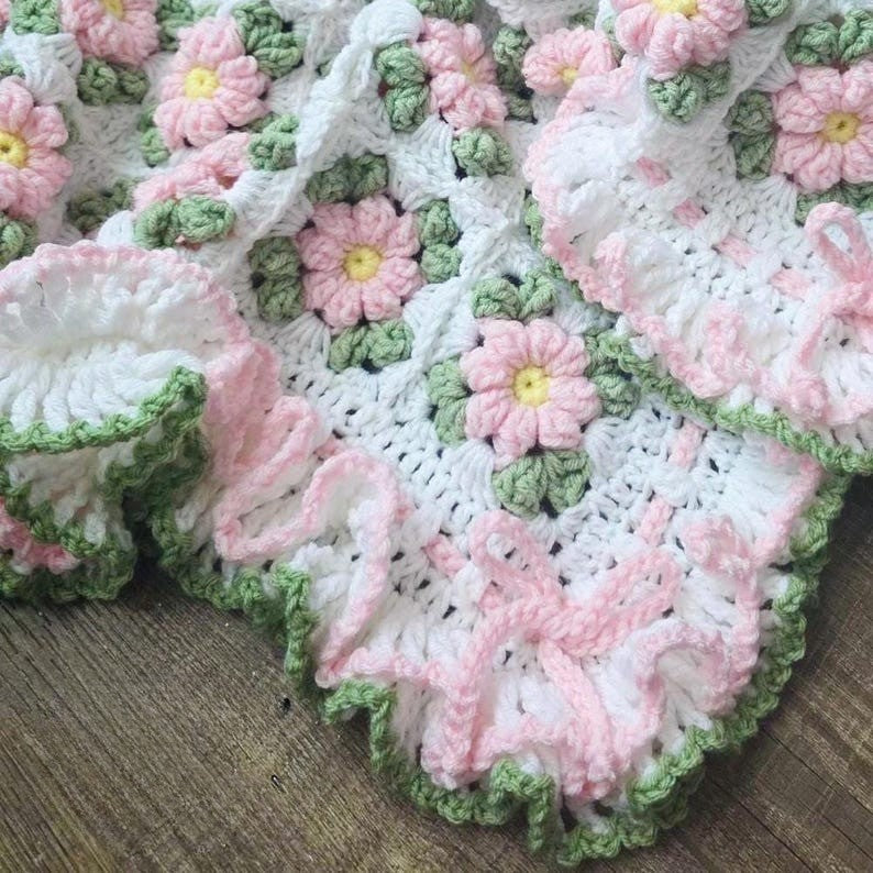Blush Flower Blanket Crochet Pattern