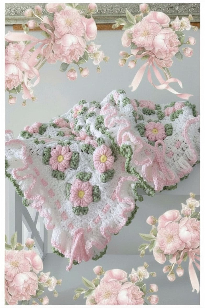 Blush Flower Blanket Crochet Pattern
