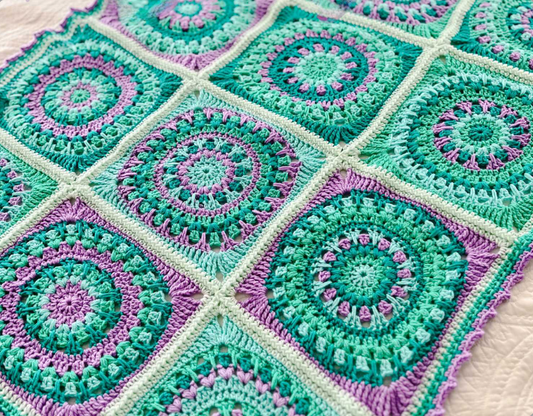 Floral Squares Blanket Crochet Pattern
