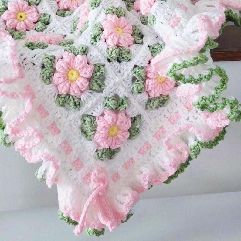 Blush Flower Blanket Crochet Pattern
