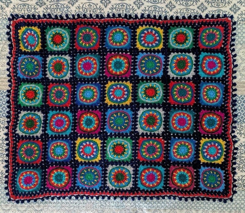 Colorful Square Blanket Crochet Pattern