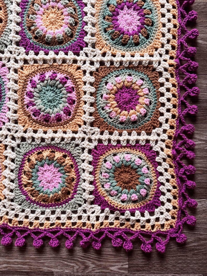 Colorful Square Blanket Crochet Pattern