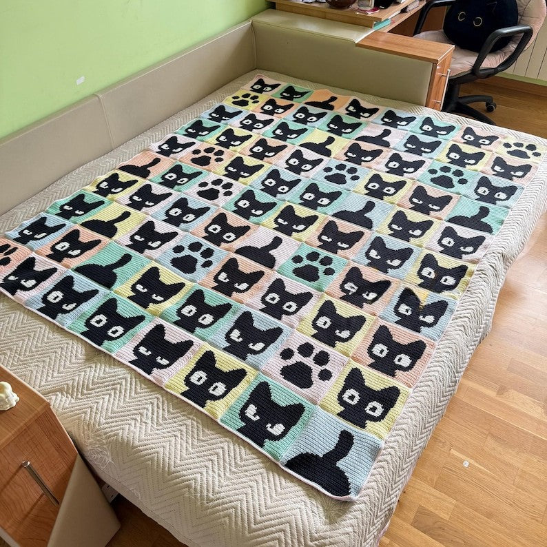 Shadow Cats Blanket Crochet Pattern
