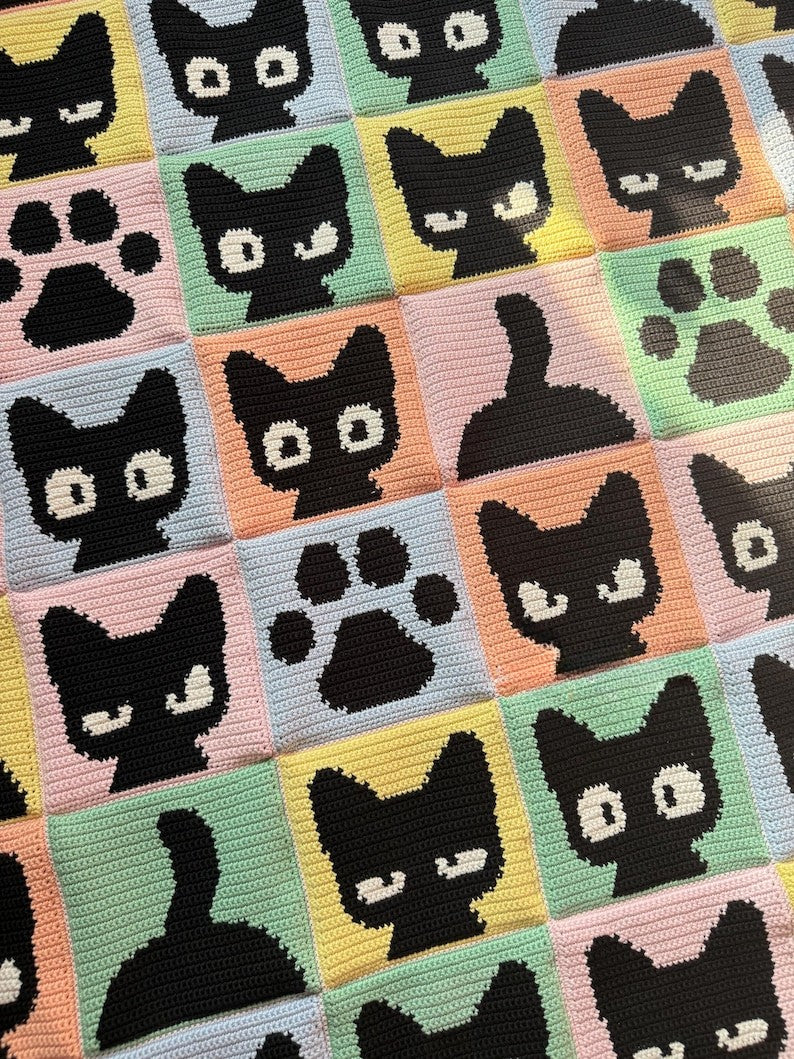 Shadow Cats Blanket Crochet Pattern