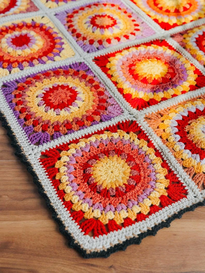 Floral Squares Blanket Crochet Pattern