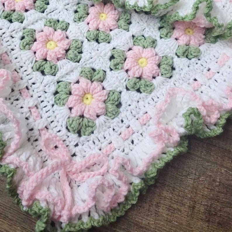 Blush Flower Blanket Crochet Pattern
