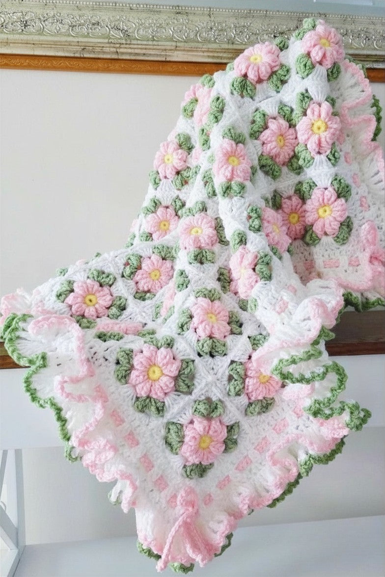 Blush Flower Blanket Crochet Pattern