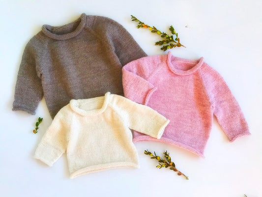 Rolled Raglan Sweater Knitting Pattern