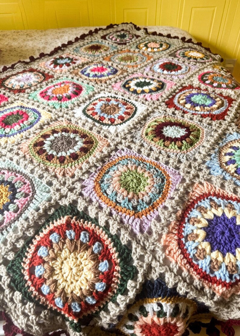 Colorful Square Blanket Crochet Pattern
