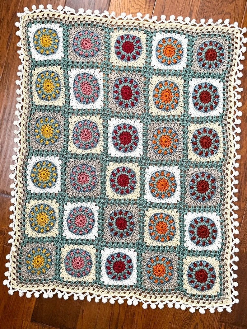 Colorful Square Blanket Crochet Pattern