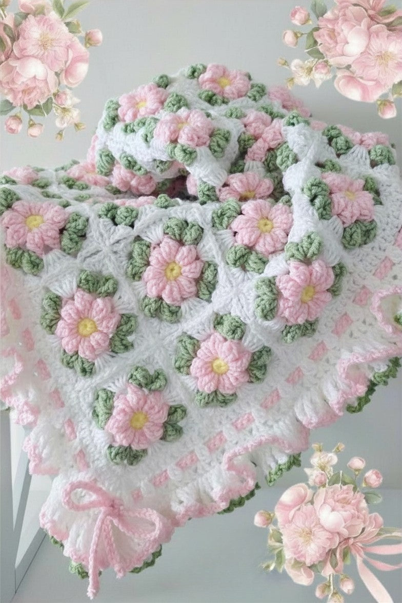 Blush Flower Blanket Crochet Pattern