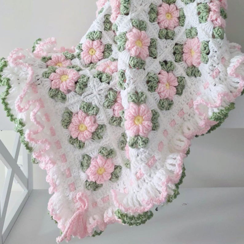 Blush Flower Blanket Crochet Pattern