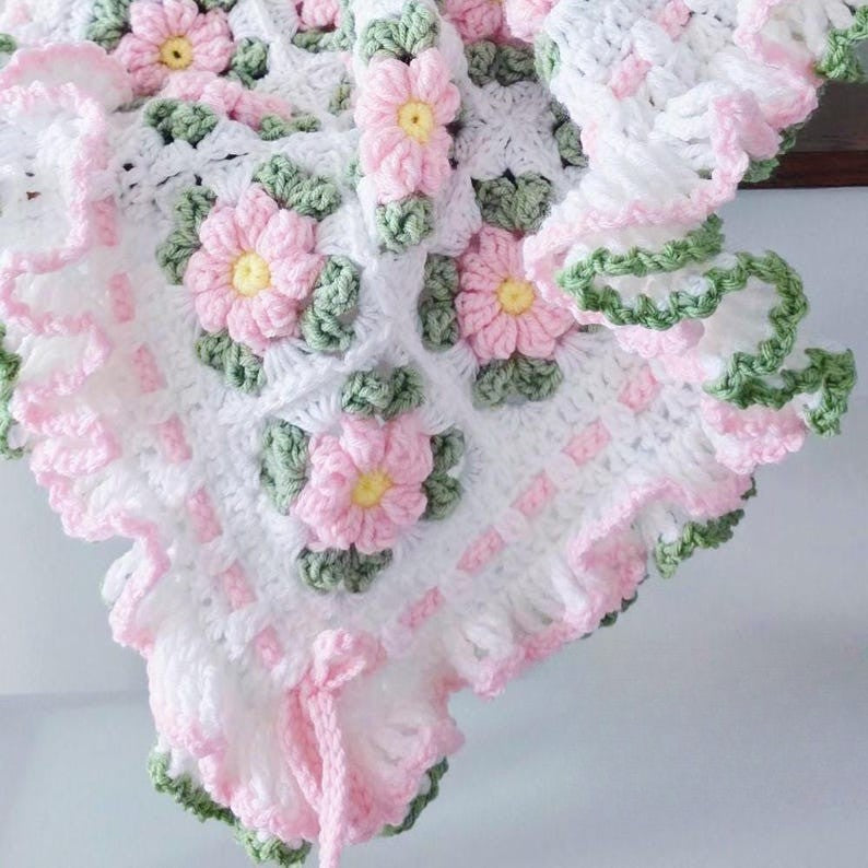 Blush Flower Blanket Crochet Pattern