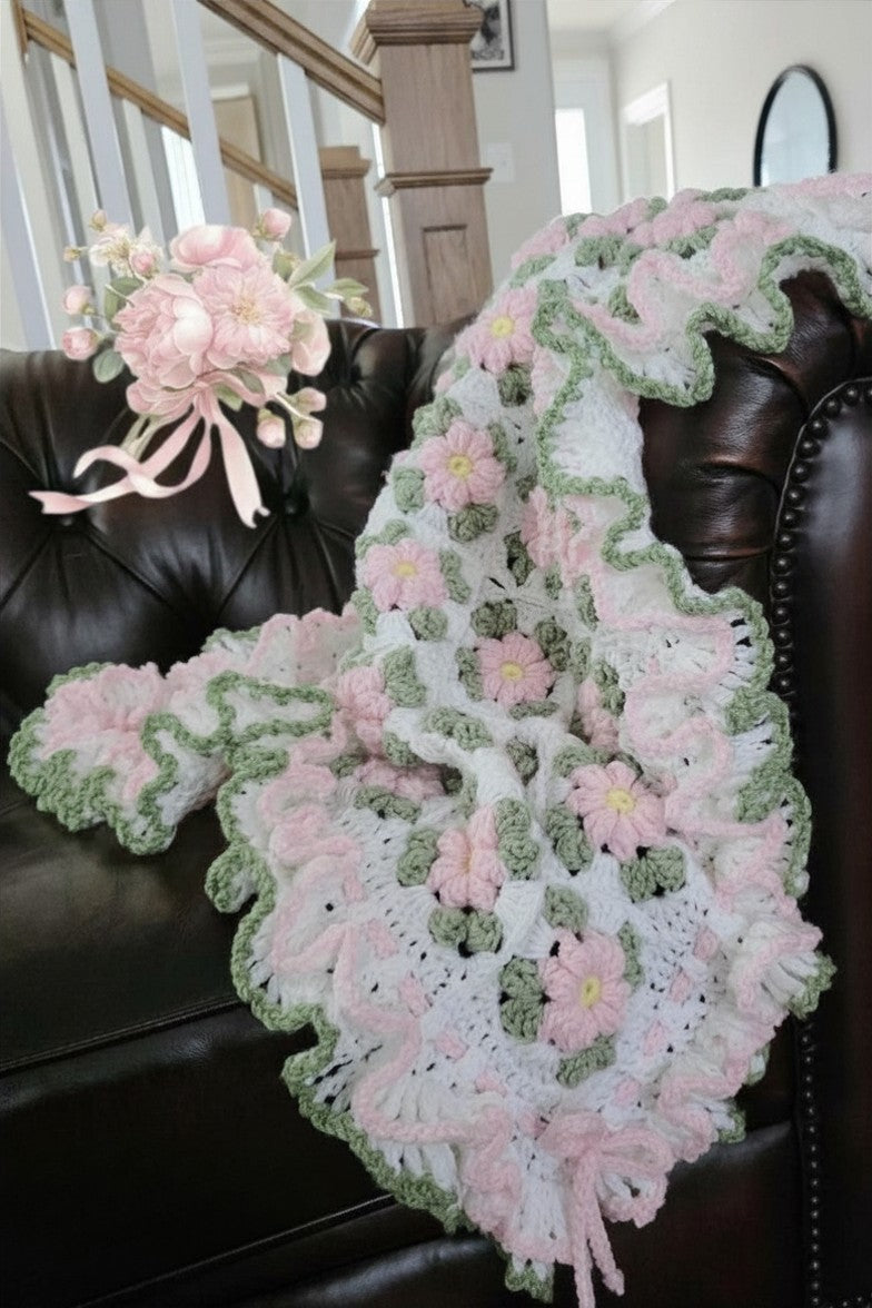Blush Flower Blanket Crochet Pattern