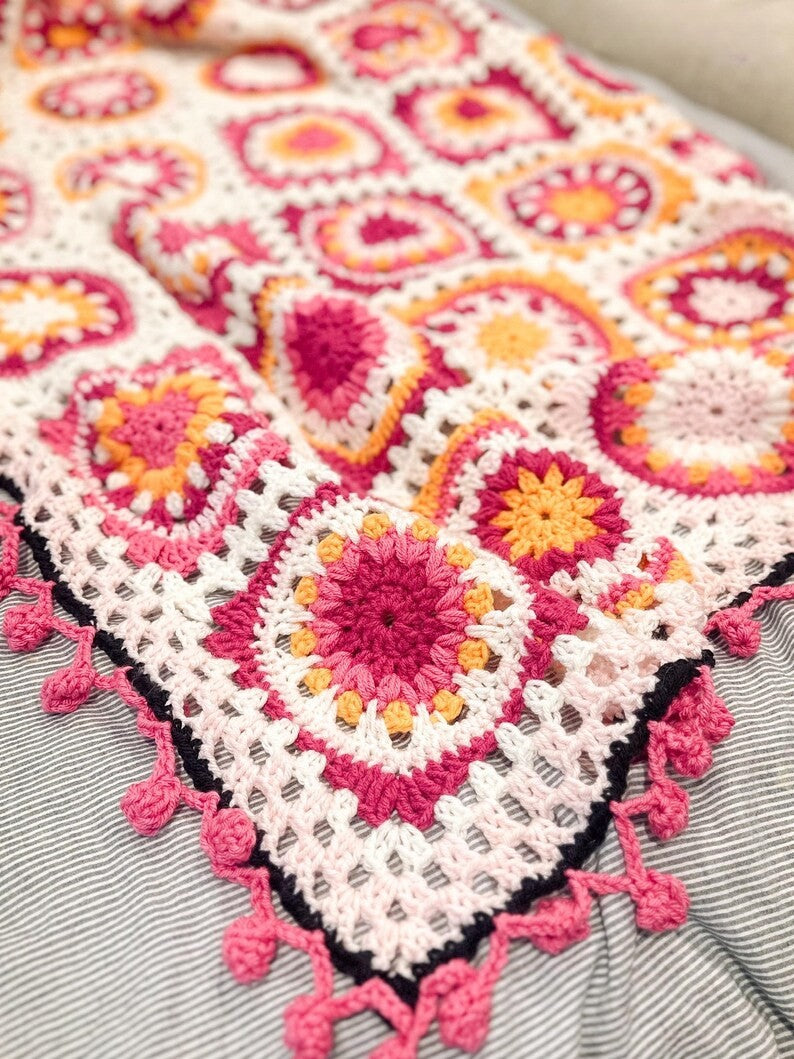 Colorful Square Blanket Crochet Pattern