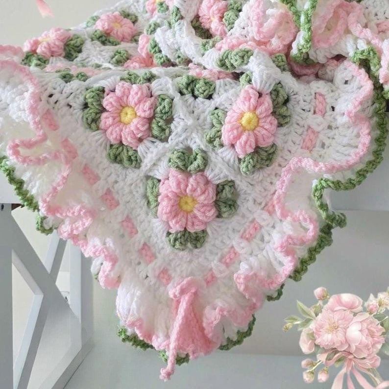 Blush Flower Blanket Crochet Pattern