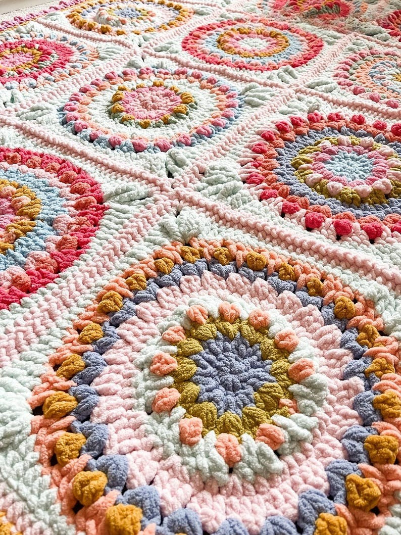 Floral Squares Blanket Crochet Pattern