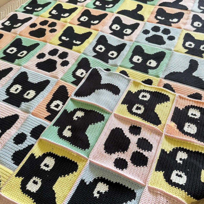 Shadow Cats Blanket Crochet Pattern