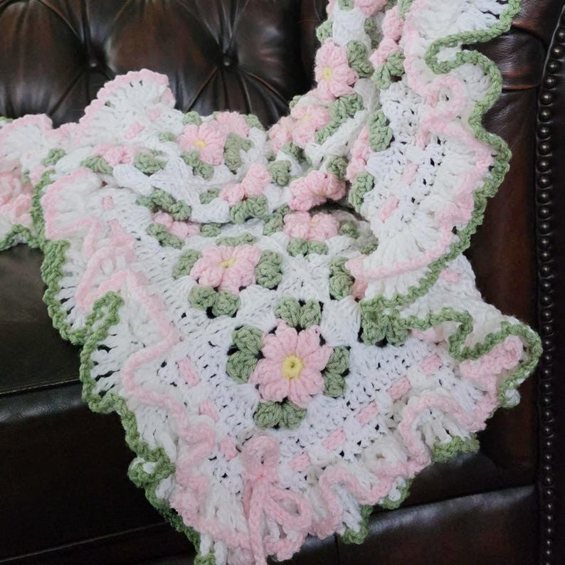 Blush Flower Blanket Crochet Pattern