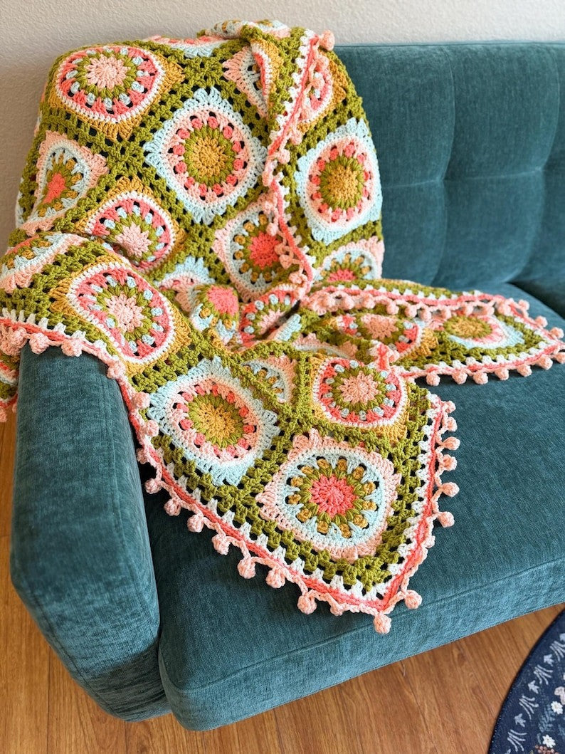 Colorful Square Blanket Crochet Pattern