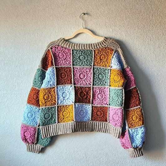 Patchwork Bloom Sweater Crochet Pattern
