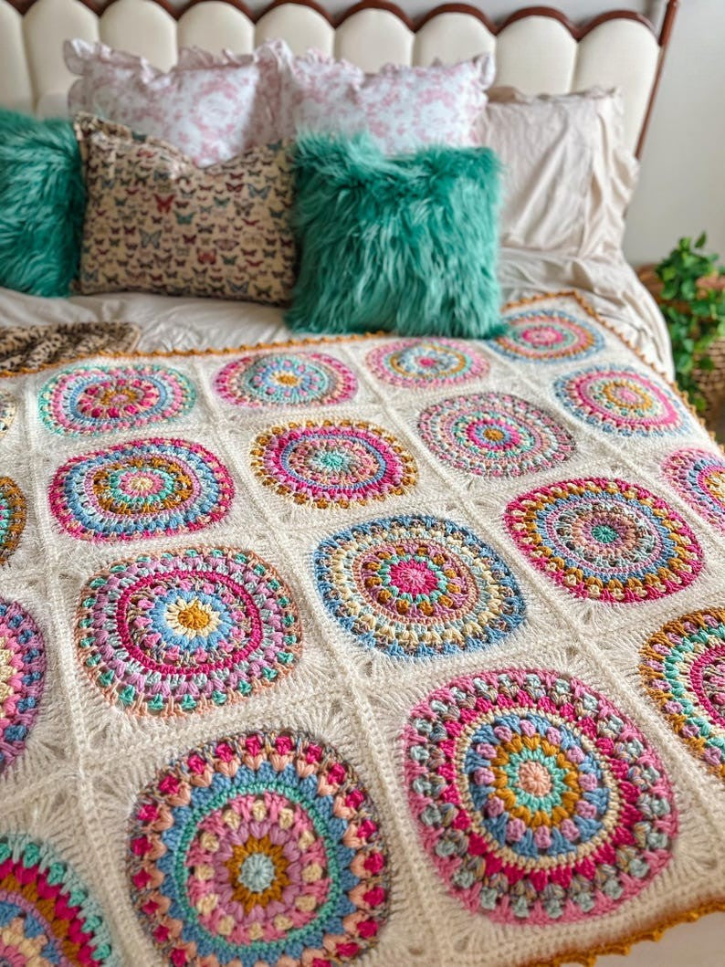 Floral Squares Blanket Crochet Pattern