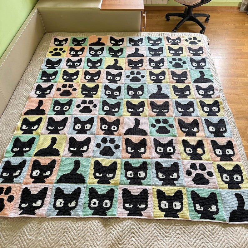 Shadow Cats Blanket Crochet Pattern