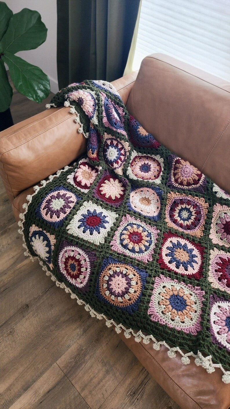 Colorful Square Blanket Crochet Pattern