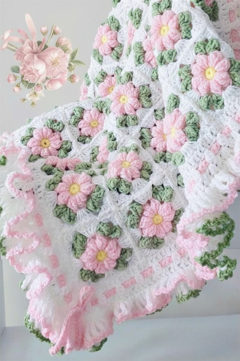 Blush Flower Blanket Crochet Pattern