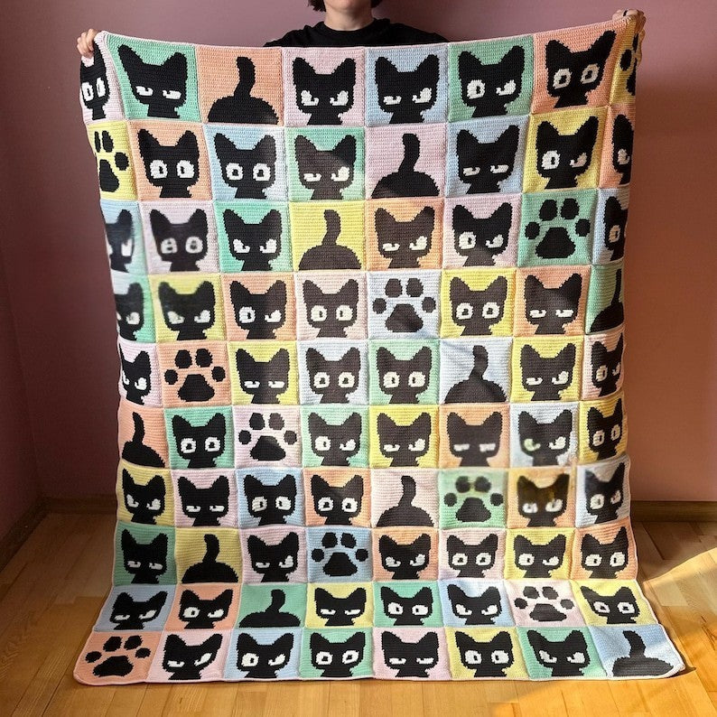 Shadow Cats Blanket Crochet Pattern