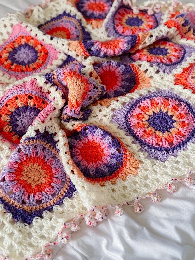Colorful Square Blanket Crochet Pattern