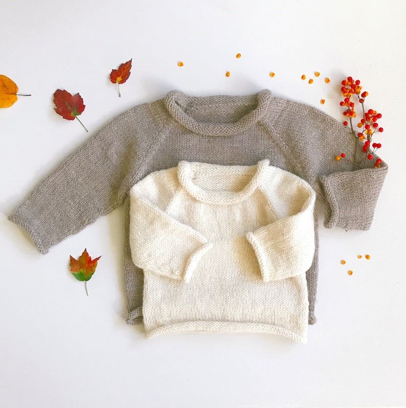 Rolled Raglan Sweater Knitting Pattern