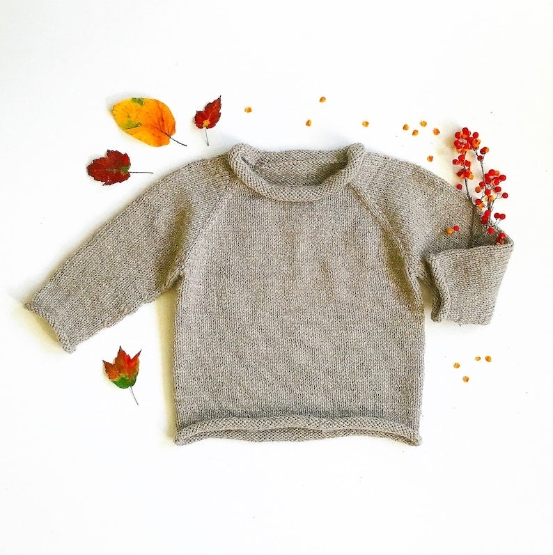 Rolled Raglan Sweater Knitting Pattern