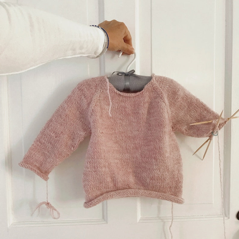 Rolled Raglan Sweater Knitting Pattern