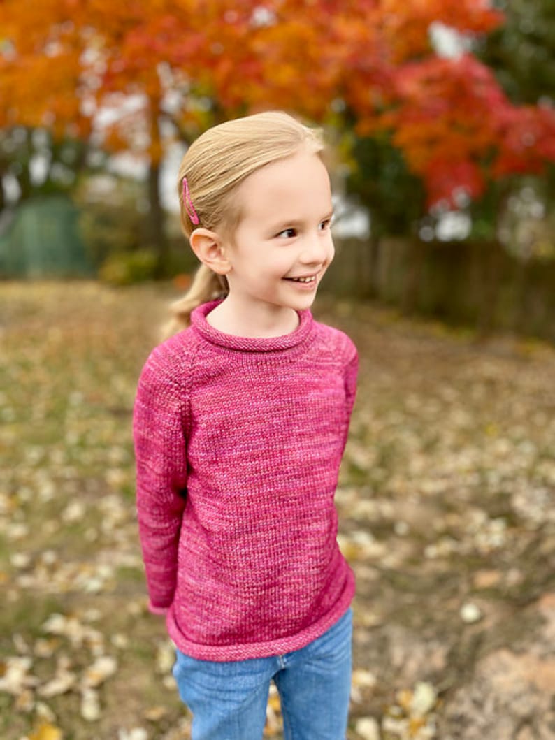Rolled Raglan Sweater Knitting Pattern