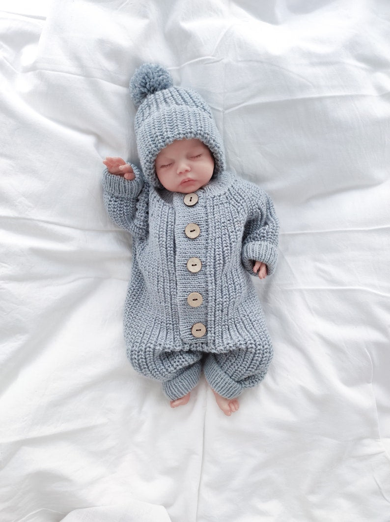 Frosted Blue Baby Set Knitting Pattern