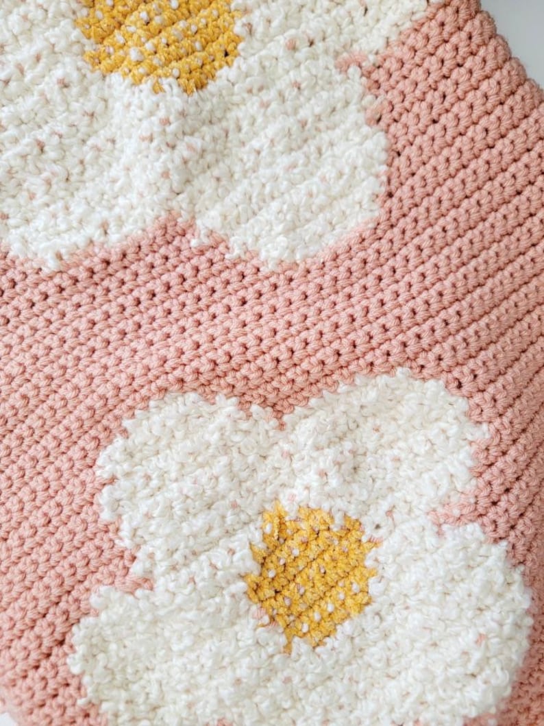 Pink Flower Blanket Crochet Pattern