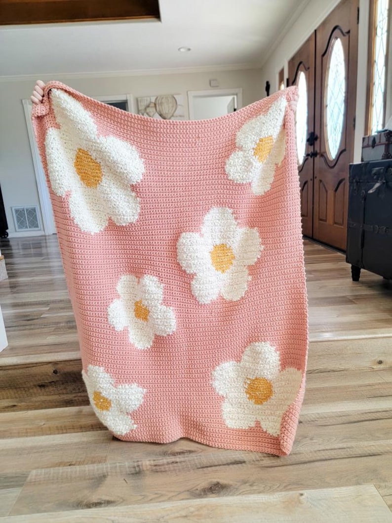 Pink Flower Blanket Crochet Pattern