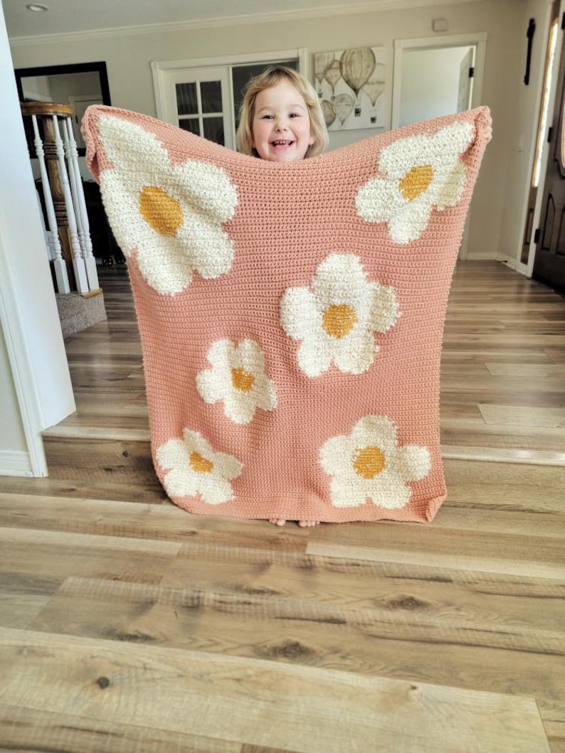 Pink Flower Blanket Crochet Pattern