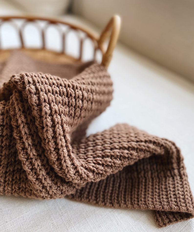 Mocha Ribbed Blanket Crochet Pattern