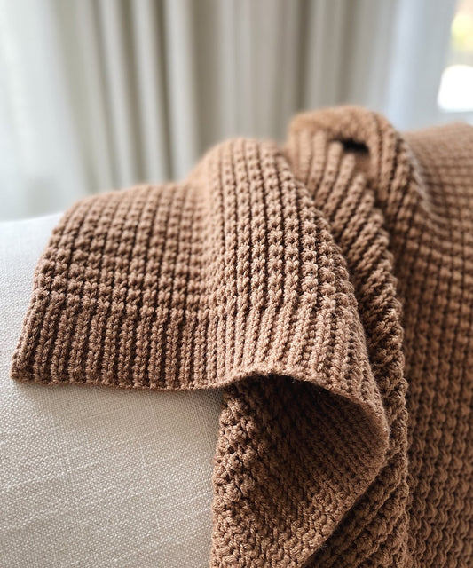 Mocha Ribbed Blanket Crochet Pattern