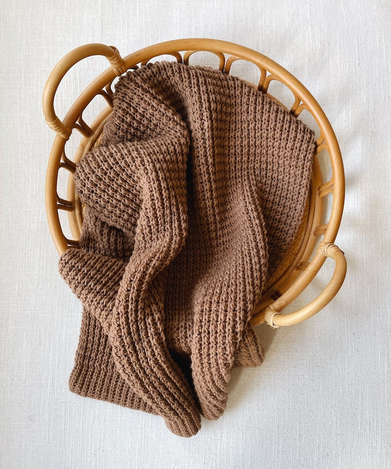 Mocha Ribbed Blanket Crochet Pattern