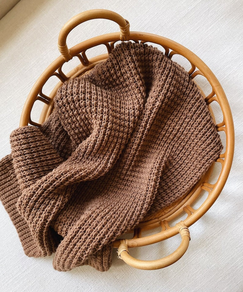 Mocha Ribbed Blanket Crochet Pattern