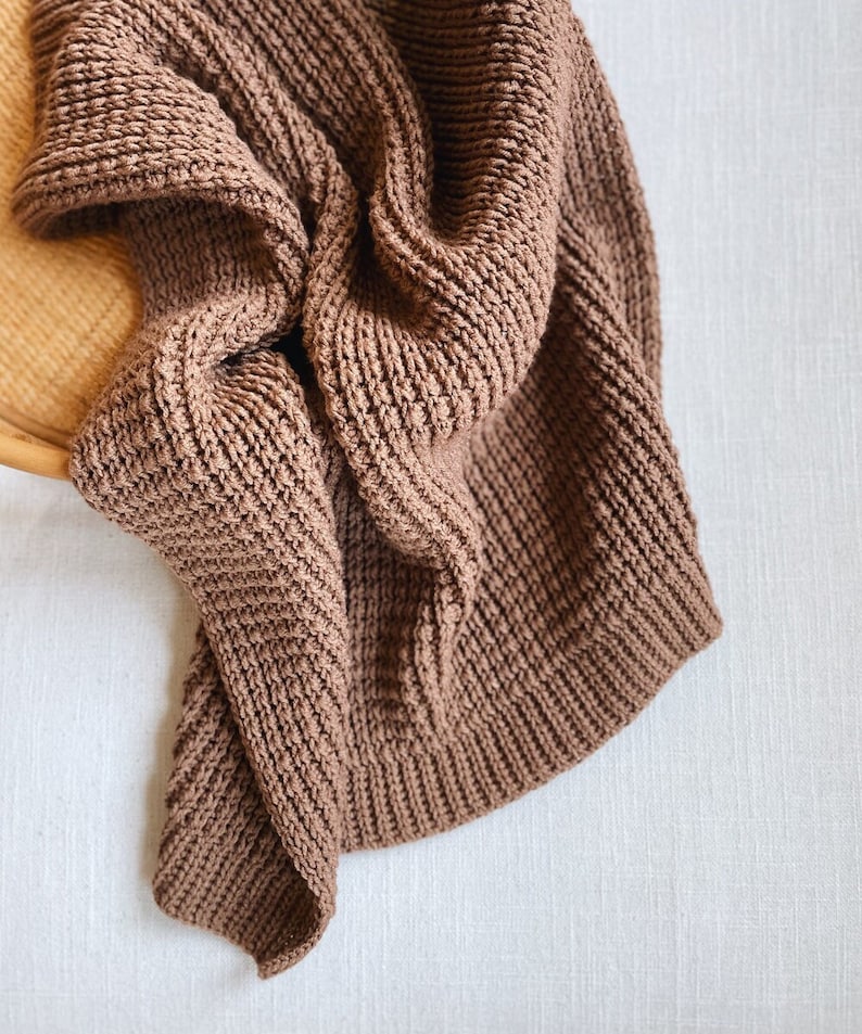 Mocha Ribbed Blanket Crochet Pattern